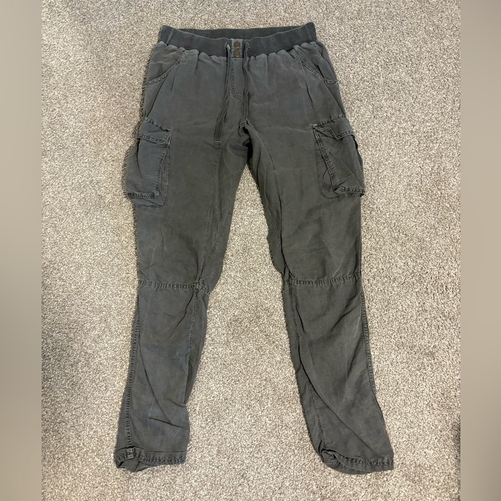Aerie Washed Soft Denim Grey Cargo Joggers Trousers Pants Women's Size‎ Small 6